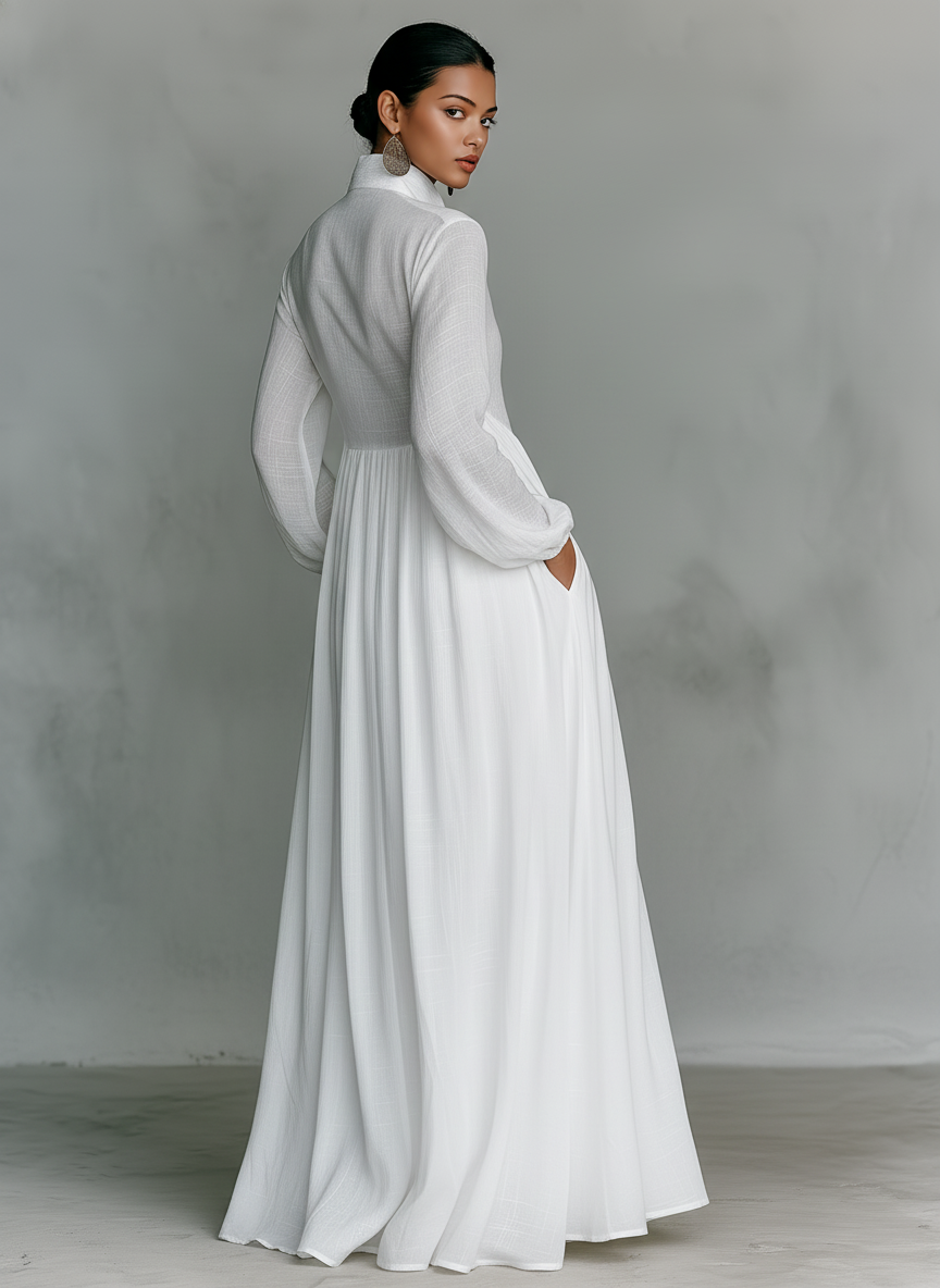 IFE - ROBE MI-LONGUE EN MAILLE, COL EN V, COUPE AJUSTÉE