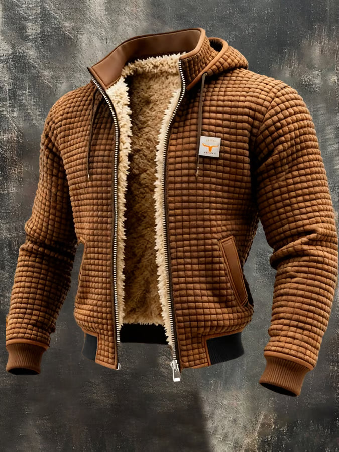 RON - VESTE RÉTRO À CAPUCHE ET FERMETURE ZIPÉE