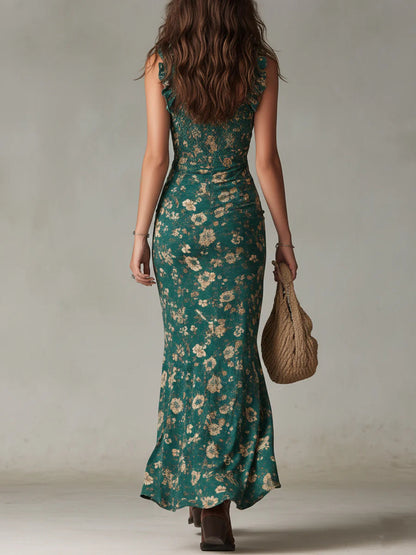 MARIELLE - ROBE LONGUE BOHÈME VERTE