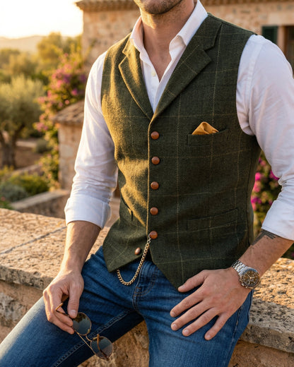LOUIS - GILET À REVERS À CARREAUX FENÊTRE