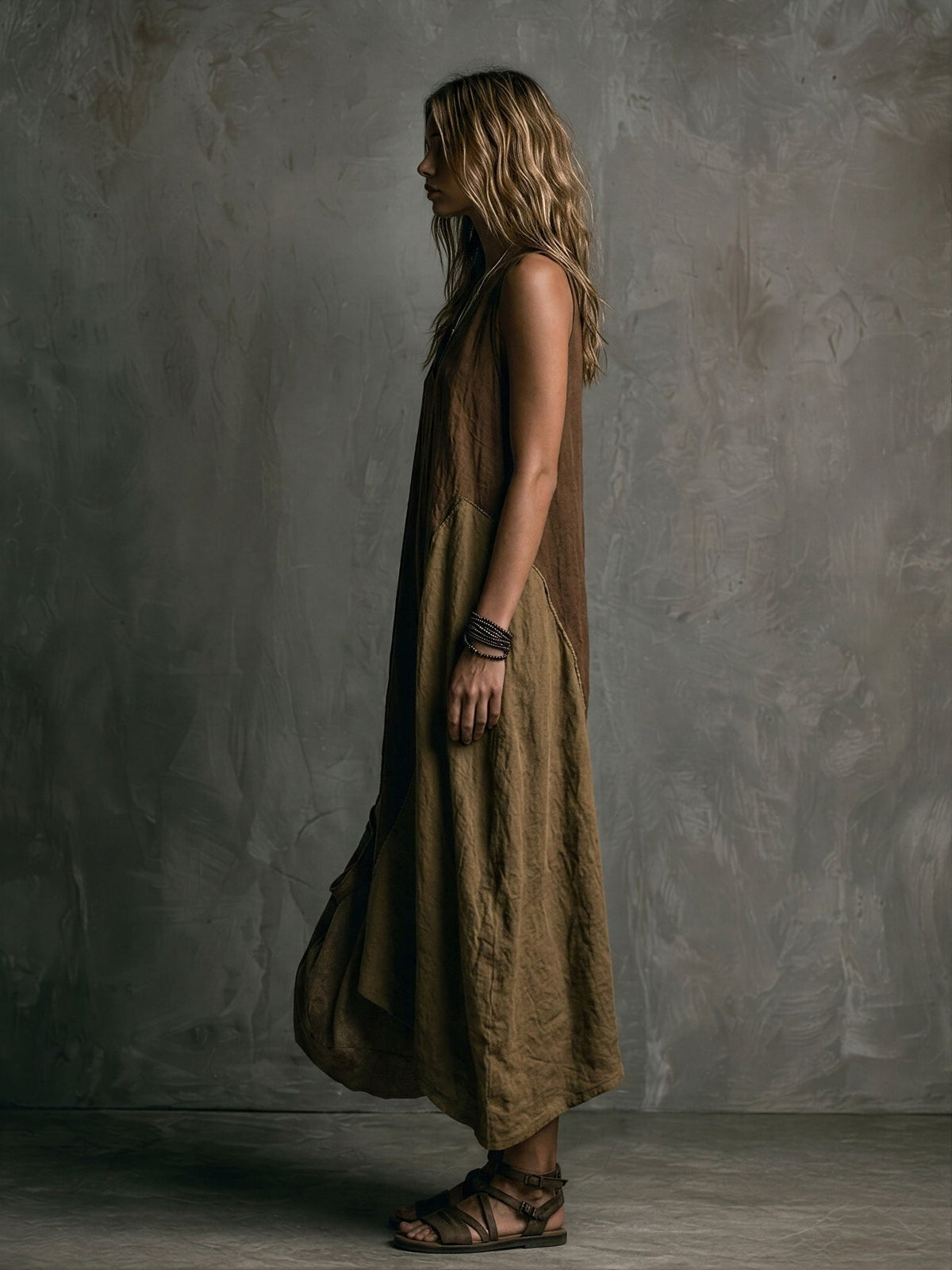 THALIA – ROBE LONGUE ASYMÉTRIQUE EN PATCHWORK