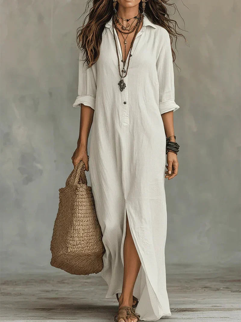 BEVY - ROBE LONGUE SANS EFFORT À LA SILHOUETTE FLATTEUSE POLYVALENT POUR UN USAGE QUOTIDIEN