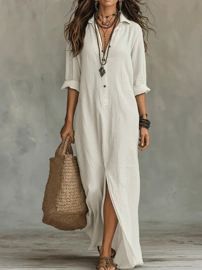 BEVY - ROBE LONGUE SANS EFFORT À LA SILHOUETTE FLATTEUSE POLYVALENT POUR UN USAGE QUOTIDIEN