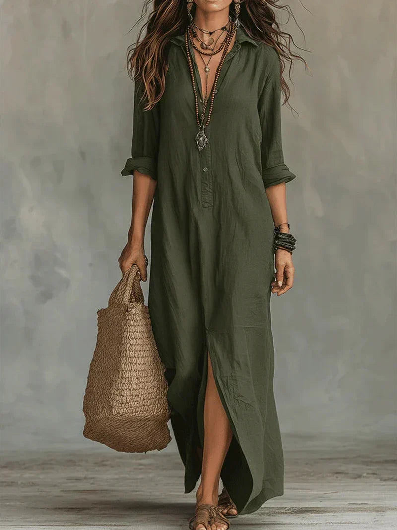 BEVY - ROBE LONGUE SANS EFFORT À LA SILHOUETTE FLATTEUSE POLYVALENT POUR UN USAGE QUOTIDIEN