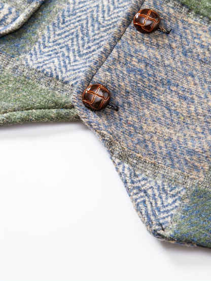 BERTRAND - GILET EN TWEED PATCHWORK À CHEVRONS