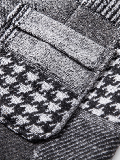 BERTRAND - GILET EN TWEED PATCHWORK À CHEVRONS