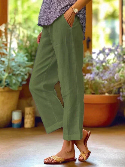 NATALIE - PANTALON D'ÉTÉ EN LIN POUR FEMME