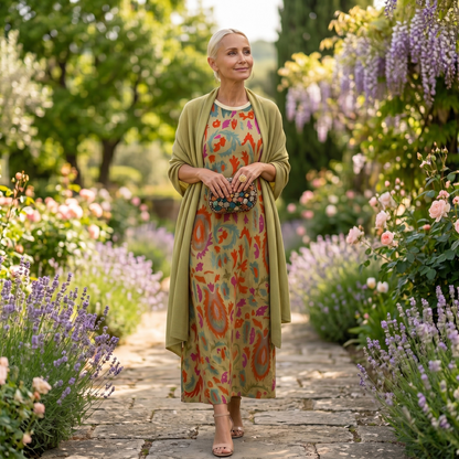 DANIELA - ROBE LONGUE IMPRIMÉE AVEC GILET ASSORTI
