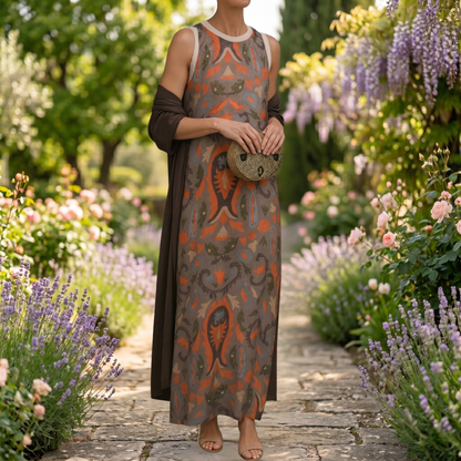 DANIELA - ROBE LONGUE IMPRIMÉE AVEC GILET ASSORTI