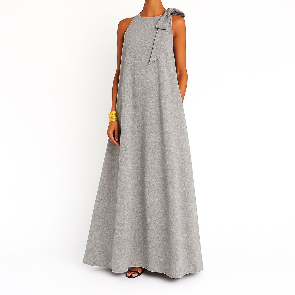 AMAYA | ROBE LONGUE NŒUD SUR L'ÉPAULE – ÉLÉGANCE SIMPLE