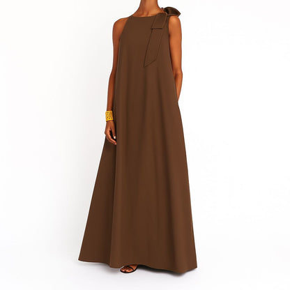 AMAYA | ROBE LONGUE NŒUD SUR L'ÉPAULE – ÉLÉGANCE SIMPLE