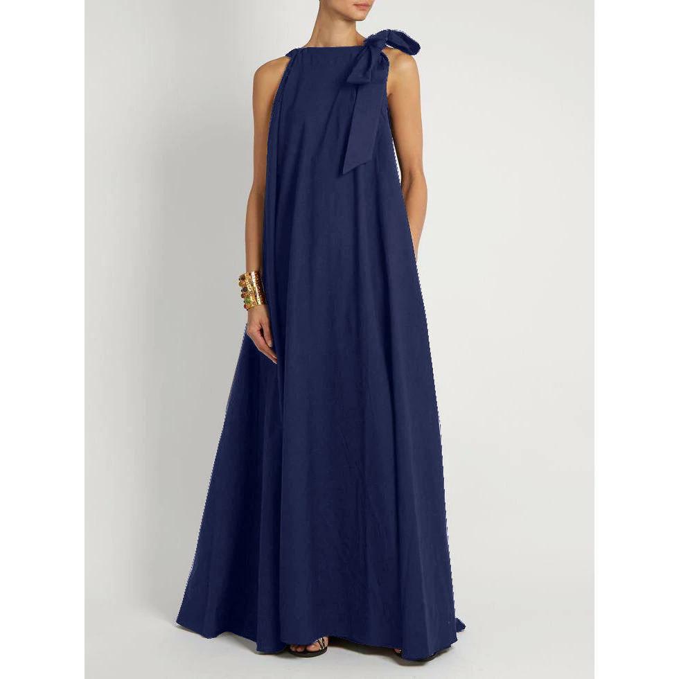 AMAYA | ROBE LONGUE NŒUD SUR L'ÉPAULE – ÉLÉGANCE SIMPLE
