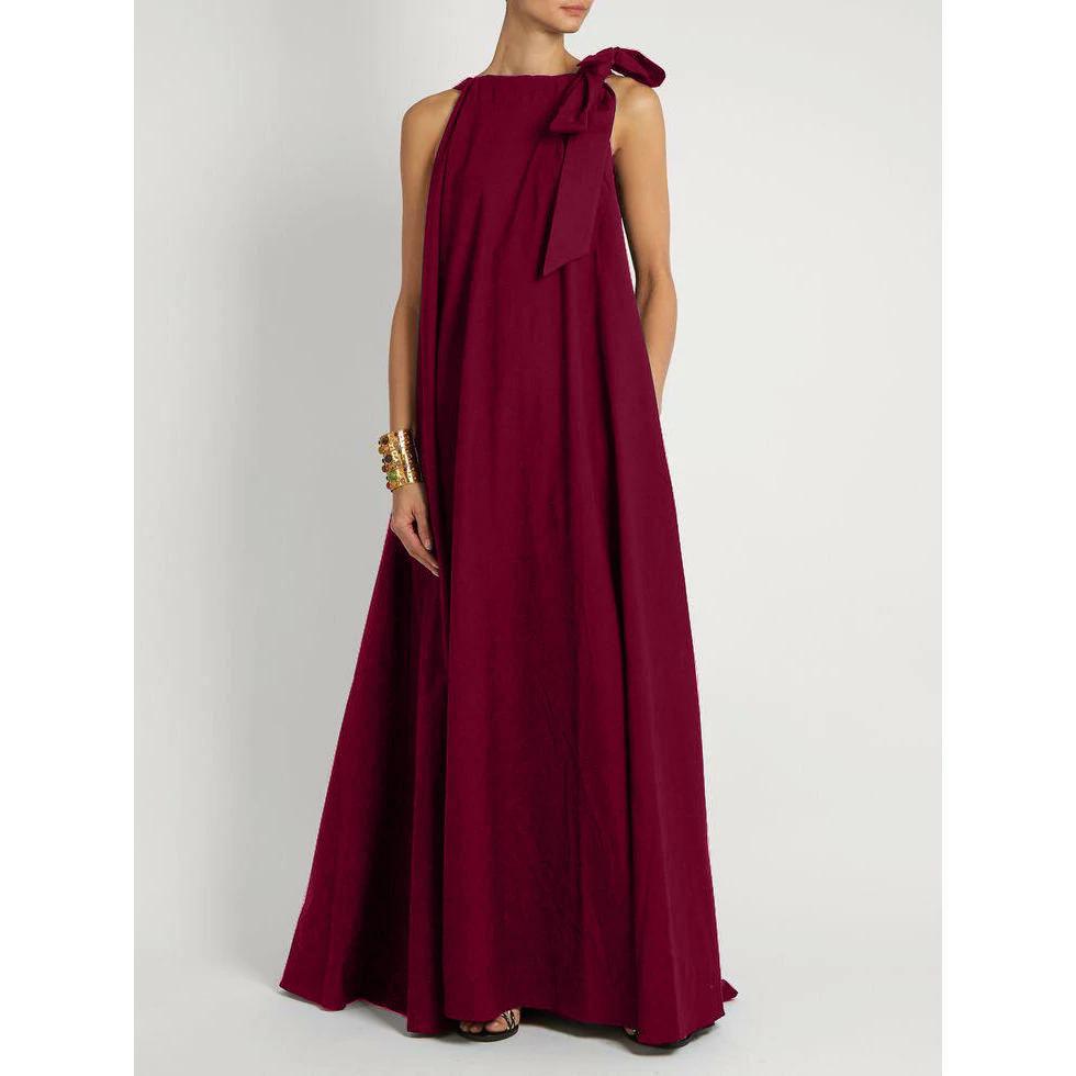 AMAYA | ROBE LONGUE NŒUD SUR L'ÉPAULE – ÉLÉGANCE SIMPLE