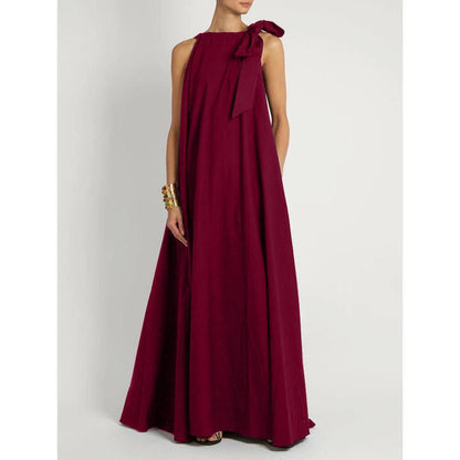 AMAYA | ROBE LONGUE NŒUD SUR L'ÉPAULE – ÉLÉGANCE SIMPLE