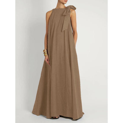 AMAYA | ROBE LONGUE NŒUD SUR L'ÉPAULE – ÉLÉGANCE SIMPLE