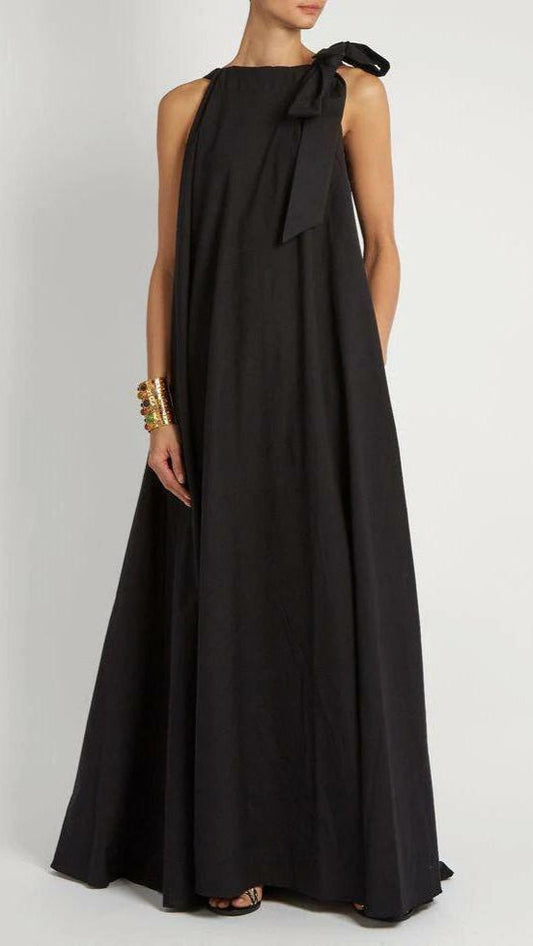 AMAYA | ROBE LONGUE NŒUD SUR L'ÉPAULE – ÉLÉGANCE SIMPLE