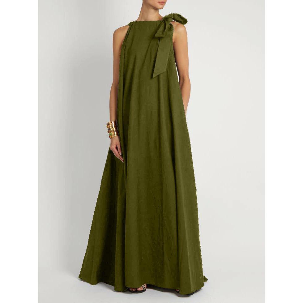 AMAYA | ROBE LONGUE NŒUD SUR L'ÉPAULE – ÉLÉGANCE SIMPLE