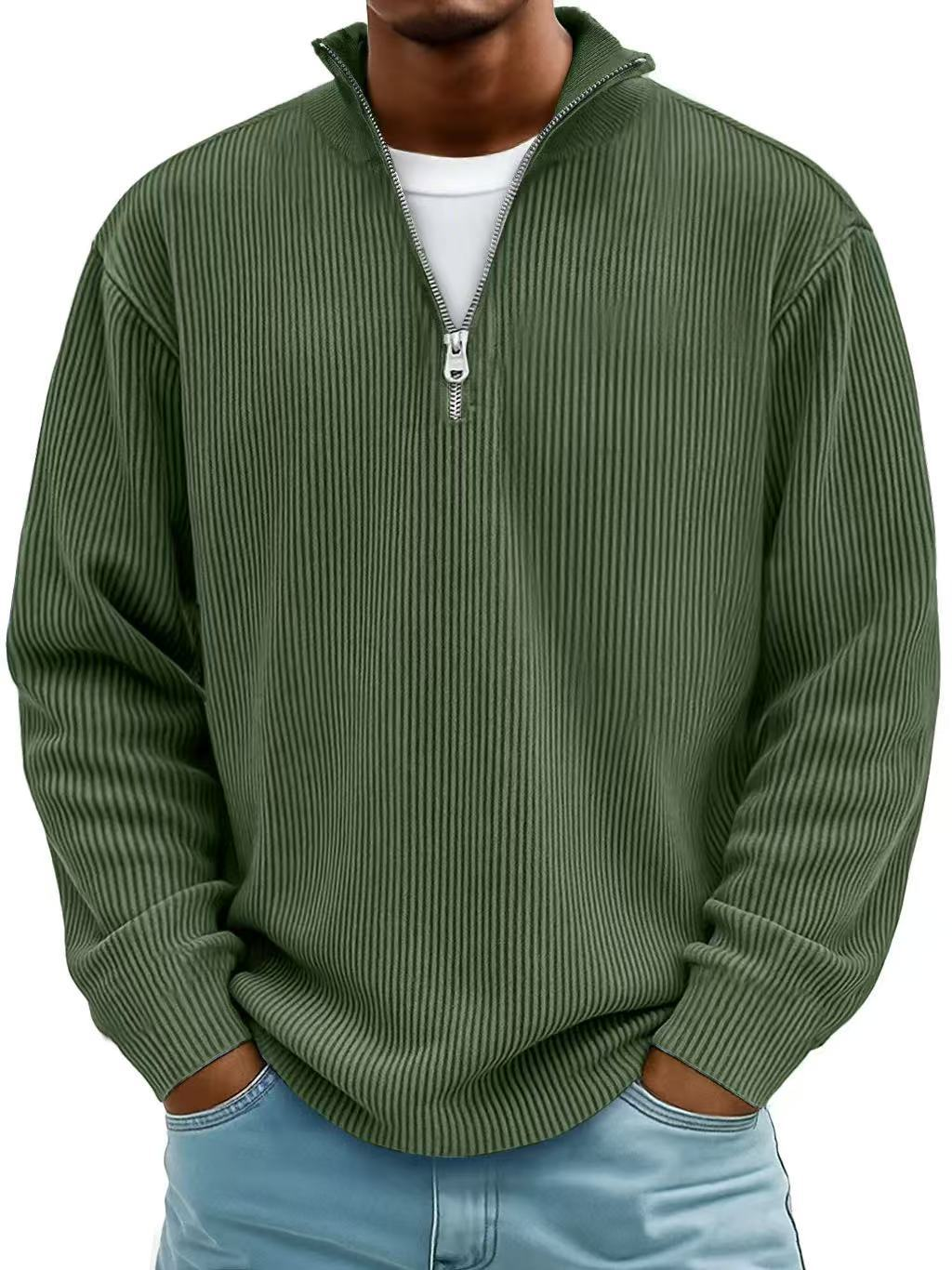 ETHAN - PULL RAYÉ À MANCHES LONGUES ET FERMETURE ZIPPÉE SUR LE DEVANT
