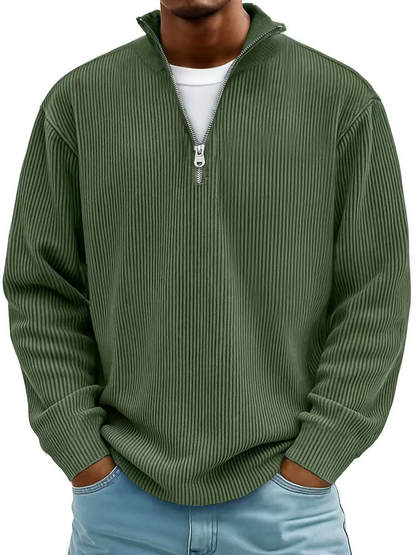 ETHAN - PULL RAYÉ À MANCHES LONGUES ET FERMETURE ZIPPÉE SUR LE DEVANT