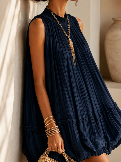 IRENE | MINI-ROBE EN MOUSSELINE BLEU NUIT