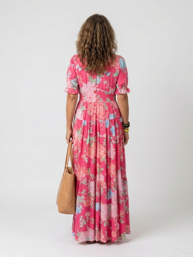 DIVINE - ROBE MIDI FLORALE À COL EN V