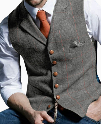 LOUIS - GILET À REVERS À CARREAUX FENÊTRE