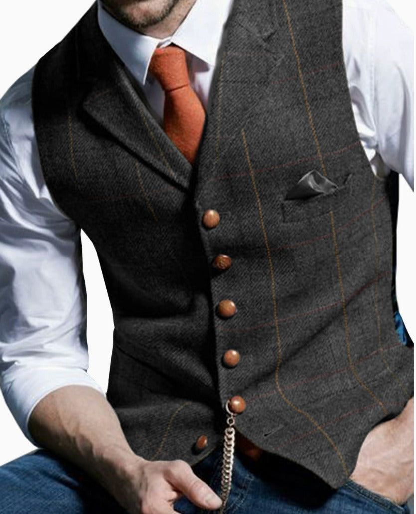 LOUIS - GILET À REVERS À CARREAUX FENÊTRE