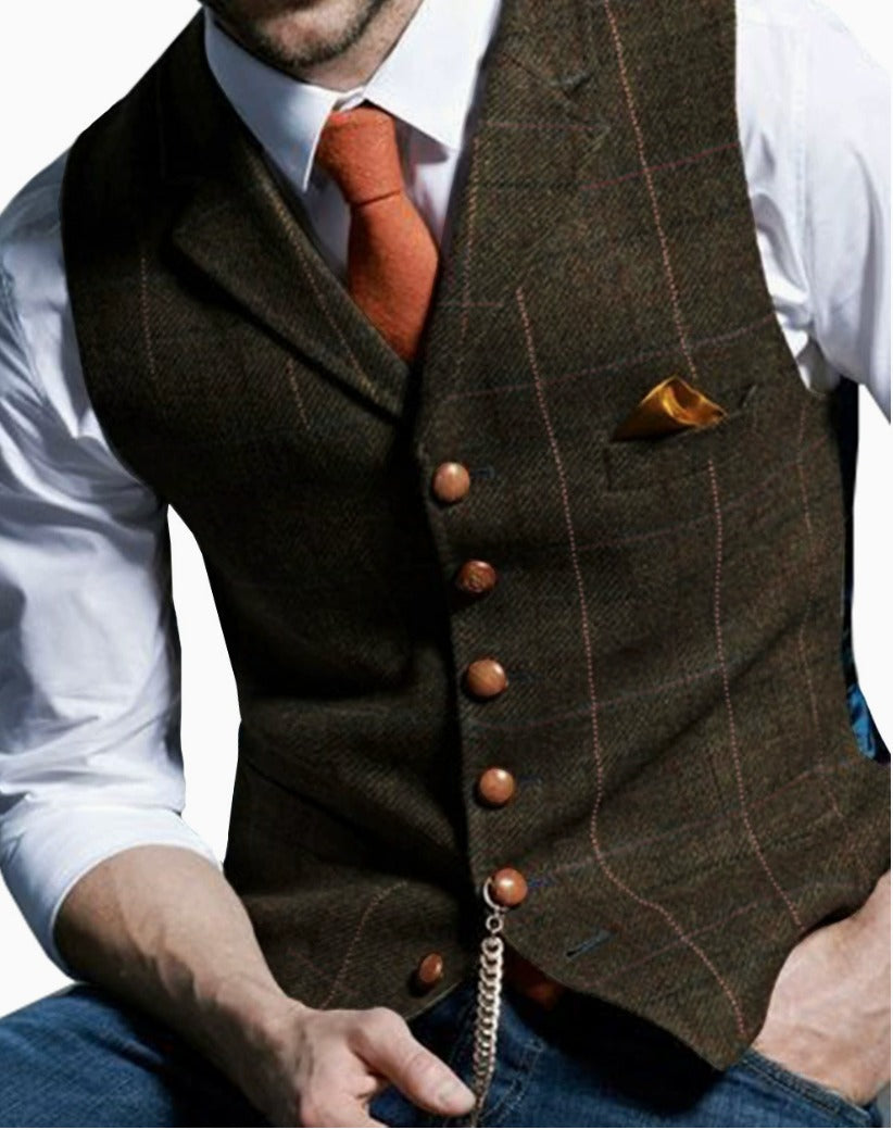 LOUIS - GILET À REVERS À CARREAUX FENÊTRE
