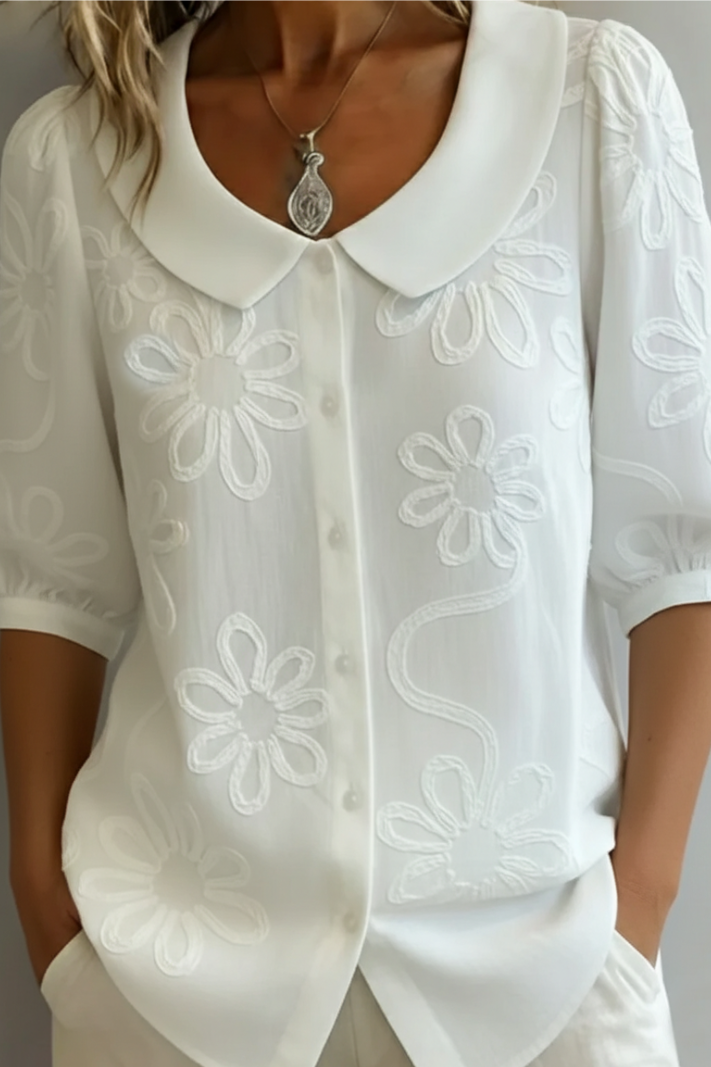IRIANA - CHEMISIER ÉLÉGANT EN COTON À FLEURS