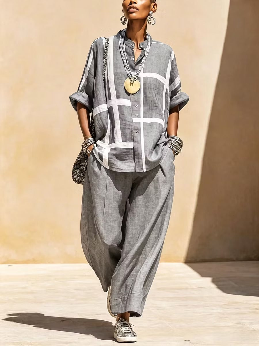 ISOLDE - ENSEMBLE CHEMISE AMPLE ET PANTALON DÉCONTACTÉ