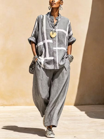ISOLDE - ENSEMBLE CHEMISE AMPLE ET PANTALON DÉCONTACTÉ