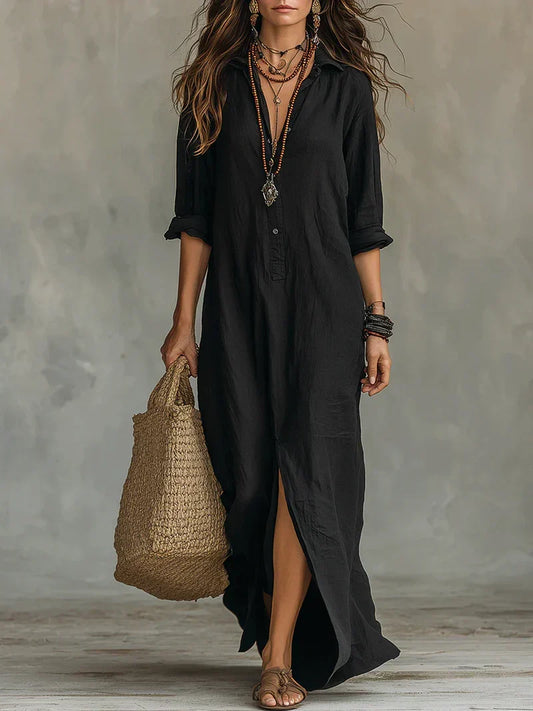 BEVY - ROBE LONGUE SANS EFFORT À LA SILHOUETTE FLATTEUSE POLYVALENT POUR UN USAGE QUOTIDIEN