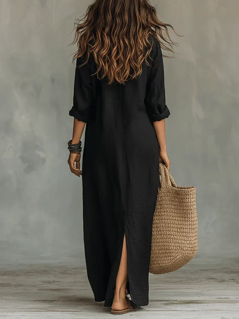 BEVY - ROBE LONGUE SANS EFFORT À LA SILHOUETTE FLATTEUSE POLYVALENT POUR UN USAGE QUOTIDIEN