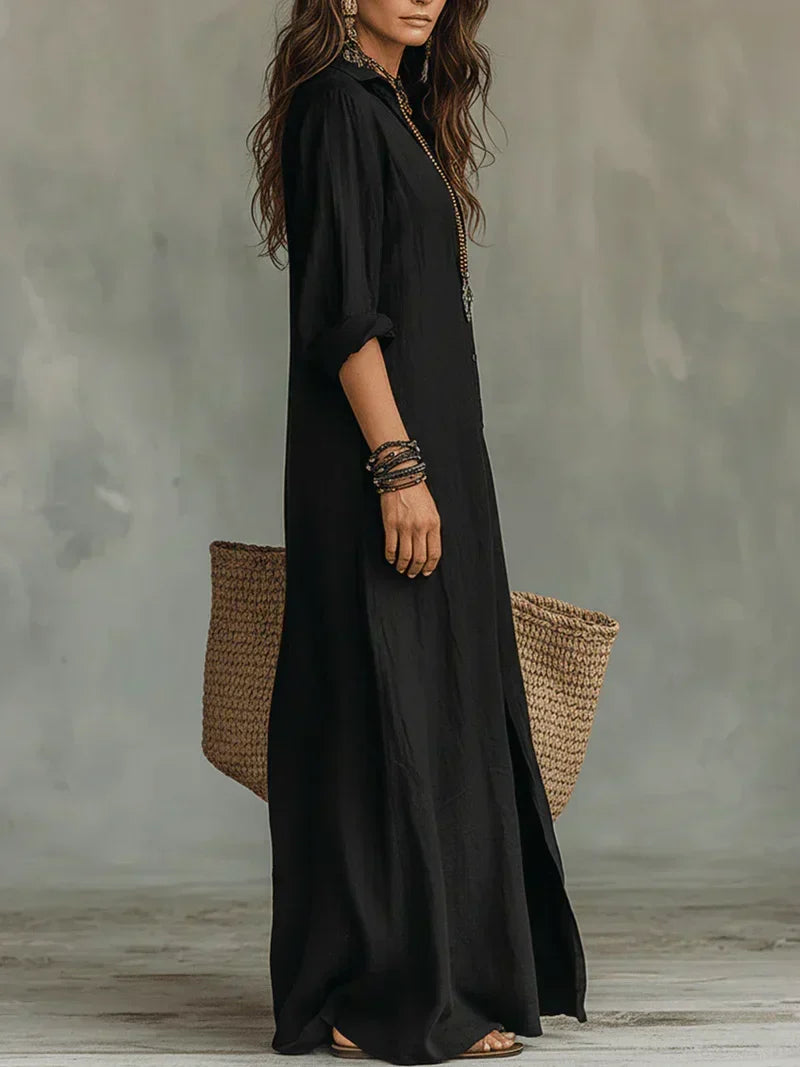 BEVY - ROBE LONGUE SANS EFFORT À LA SILHOUETTE FLATTEUSE POLYVALENT POUR UN USAGE QUOTIDIEN