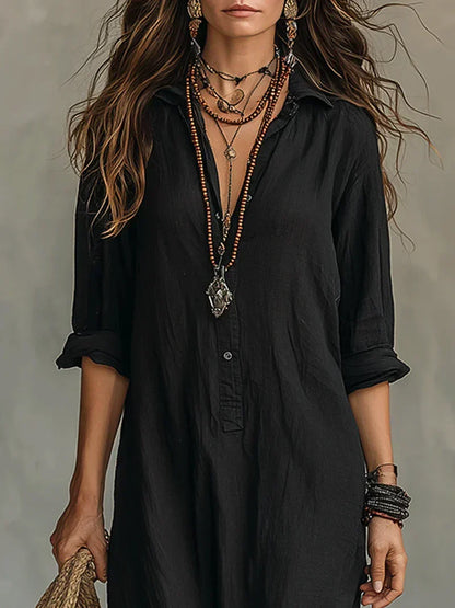 BEVY - ROBE LONGUE SANS EFFORT À LA SILHOUETTE FLATTEUSE POLYVALENT POUR UN USAGE QUOTIDIEN