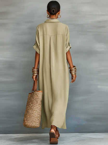 MILAN - ROBE LONGUE ÉLÉGANTE VERT OLIVE