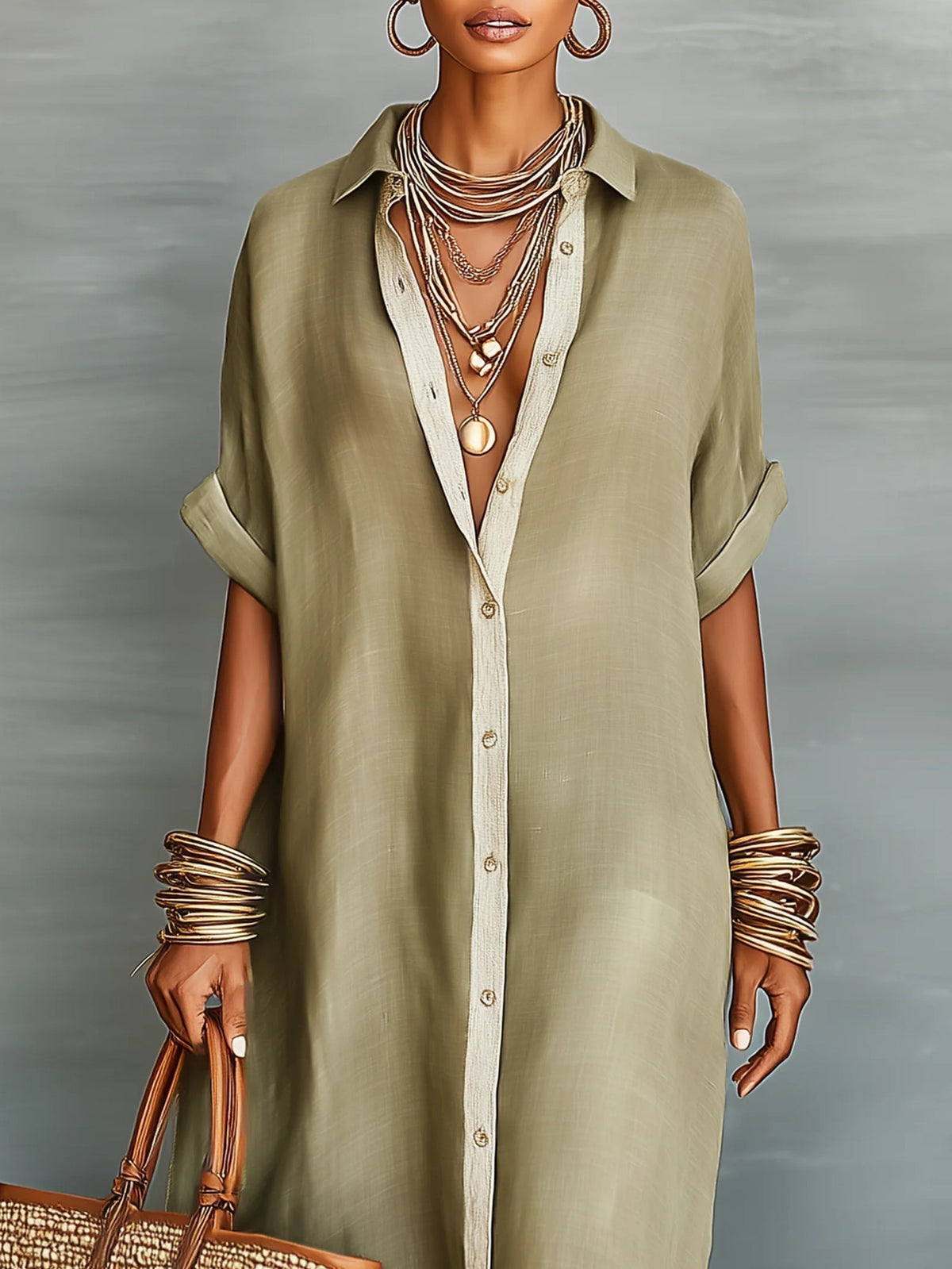 MILAN - ROBE LONGUE ÉLÉGANTE VERT OLIVE