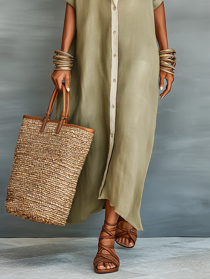 MILAN - ROBE LONGUE ÉLÉGANTE VERT OLIVE