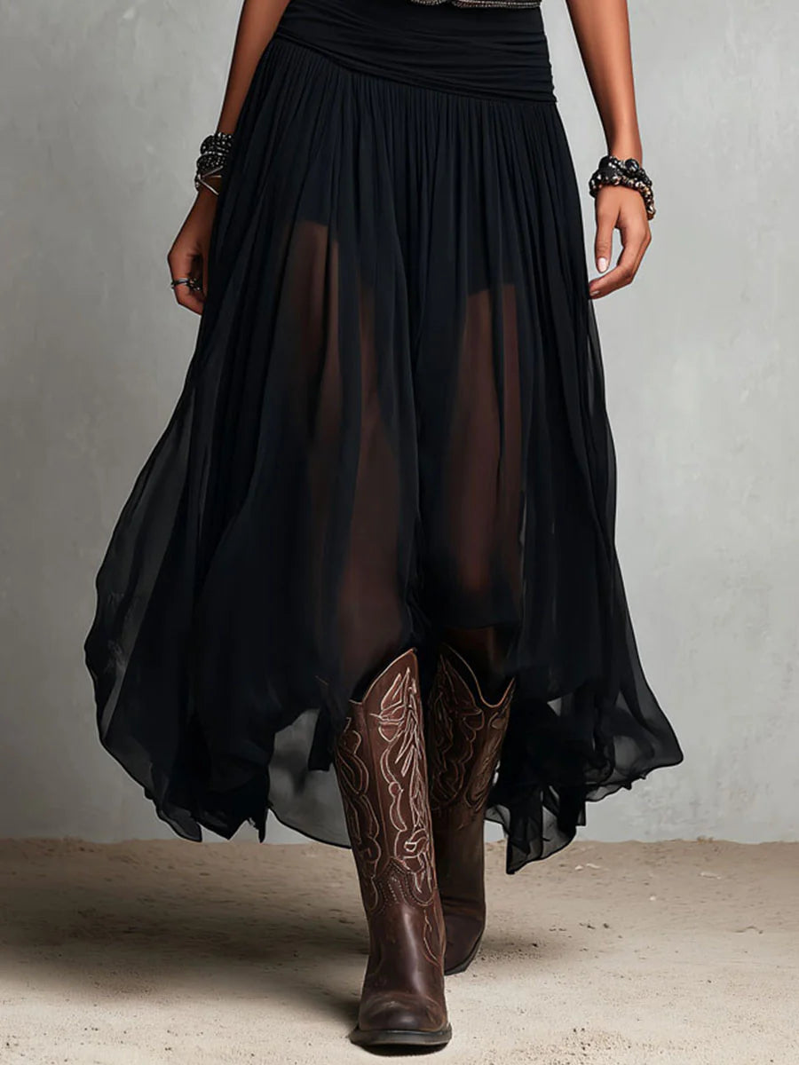 OLEA | ÉLÉGANTE ROBE LONGUE EN TULLE AVEC CEINTURE