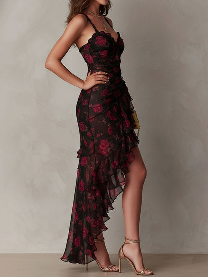 DEBBIE – ROBE FLEURIE ÉLÉGANTE AVEC OURLET À VOLANTS
