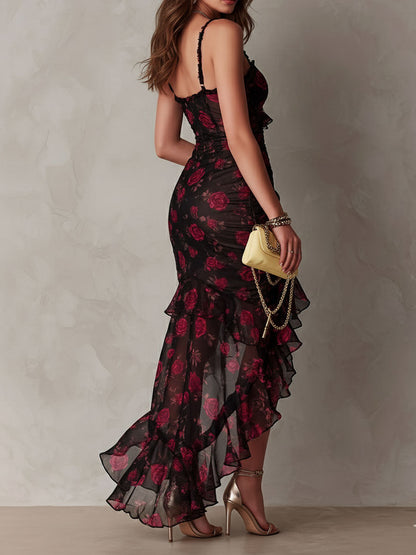 DEBBIE – ROBE FLEURIE ÉLÉGANTE AVEC OURLET À VOLANTS