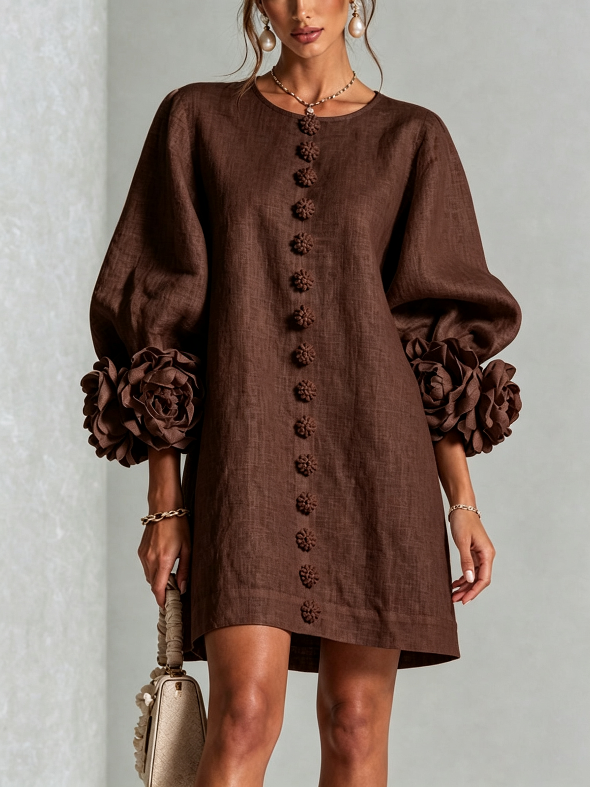 CLAIRE - ROBE COURTE EN LIN MÉLANGÉ