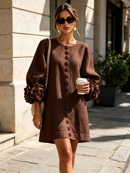 CLAIRE - ROBE COURTE EN LIN MÉLANGÉ