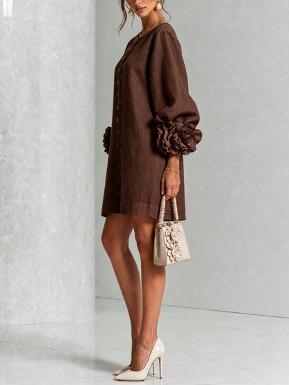 CLAIRE - ROBE COURTE EN LIN MÉLANGÉ