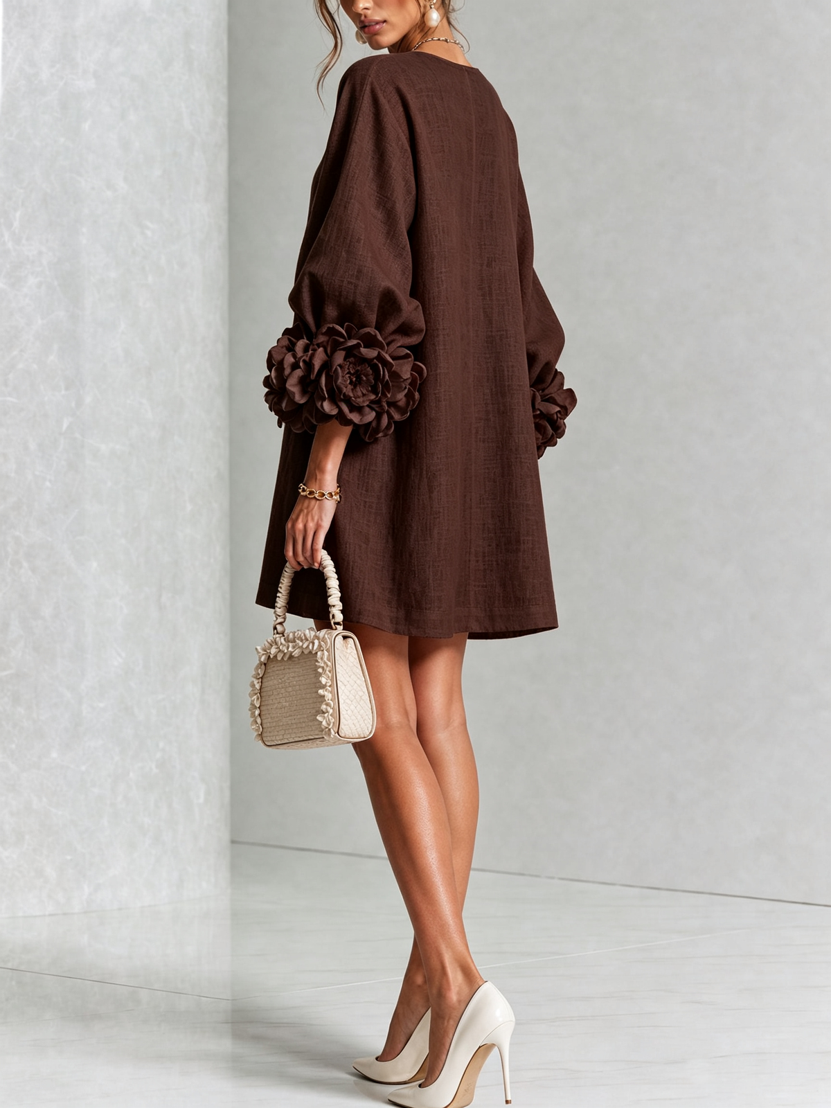 CLAIRE - ROBE COURTE EN LIN MÉLANGÉ