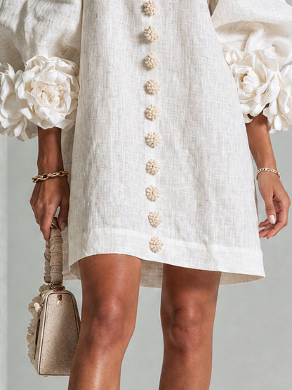 CLAIRE - ROBE COURTE EN LIN MÉLANGÉ