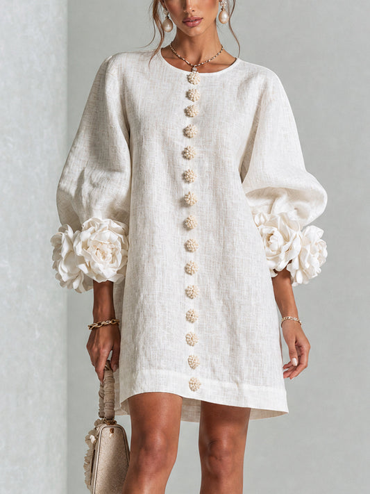 CLAIRE - ROBE COURTE EN LIN MÉLANGÉ