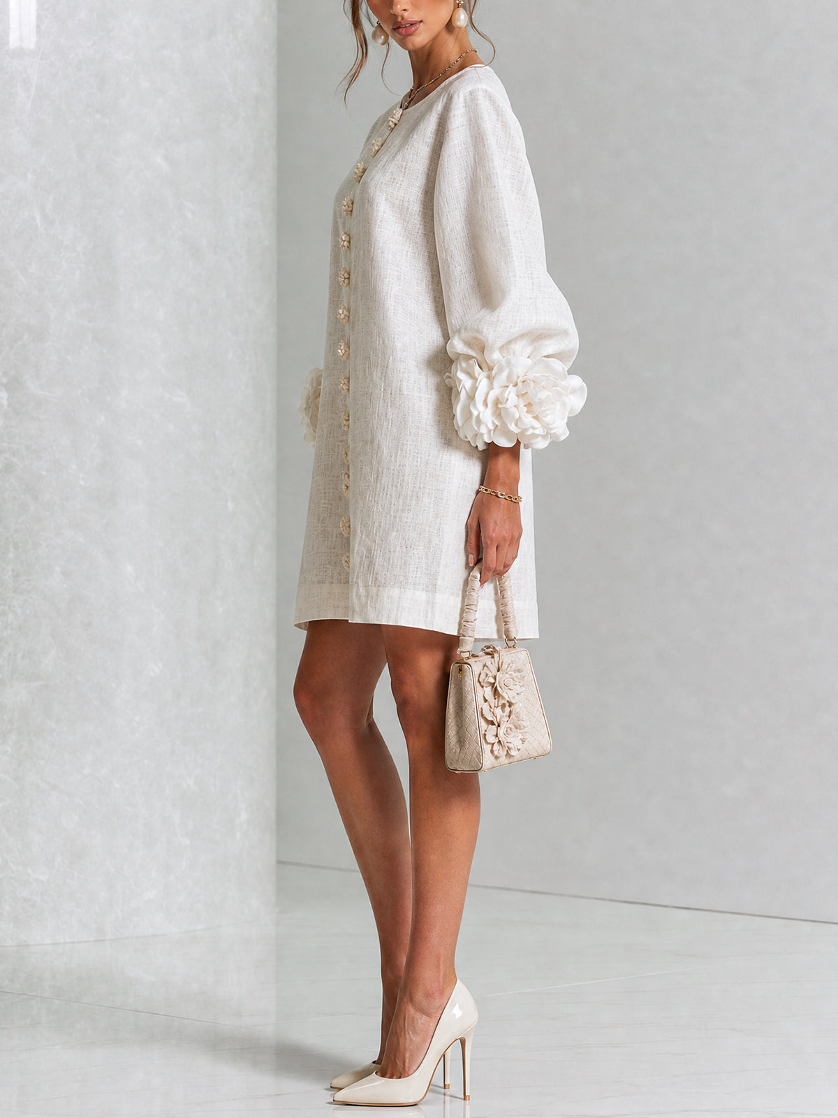 CLAIRE - ROBE COURTE EN LIN MÉLANGÉ