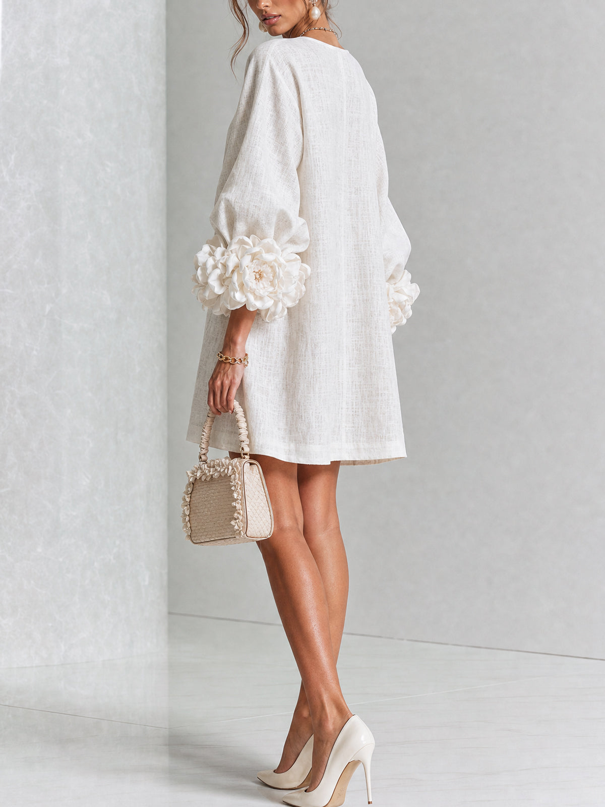 CLAIRE - ROBE COURTE EN LIN MÉLANGÉ