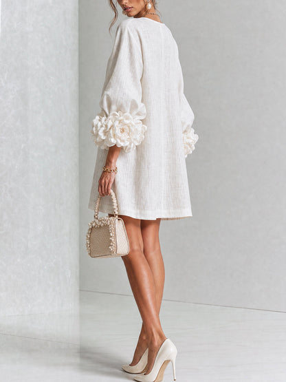 CLAIRE - ROBE COURTE EN LIN MÉLANGÉ